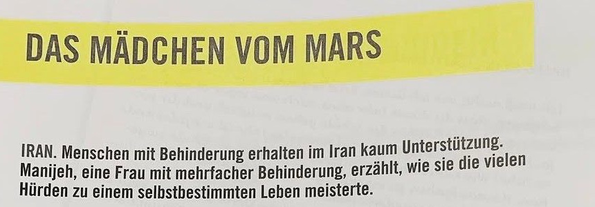 Magazine page with the headline Das Mädchen vom Mars
